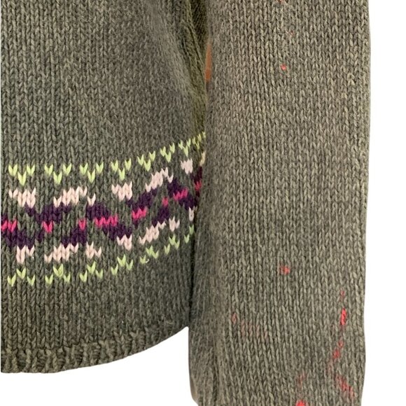Meg Allen Liz Claiborne Cotton Blend Nordic Sweater L Olive Green 206C - Picture 6 of 8
